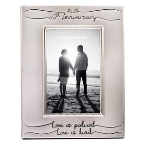 Silver Plated 50th Anniversary 4"x6" Picture Frame with Black Velvet Unique